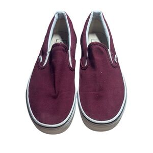 Vans Men’s 7 Burgundy Canvas Slip On Shoes Classic Skate Casual